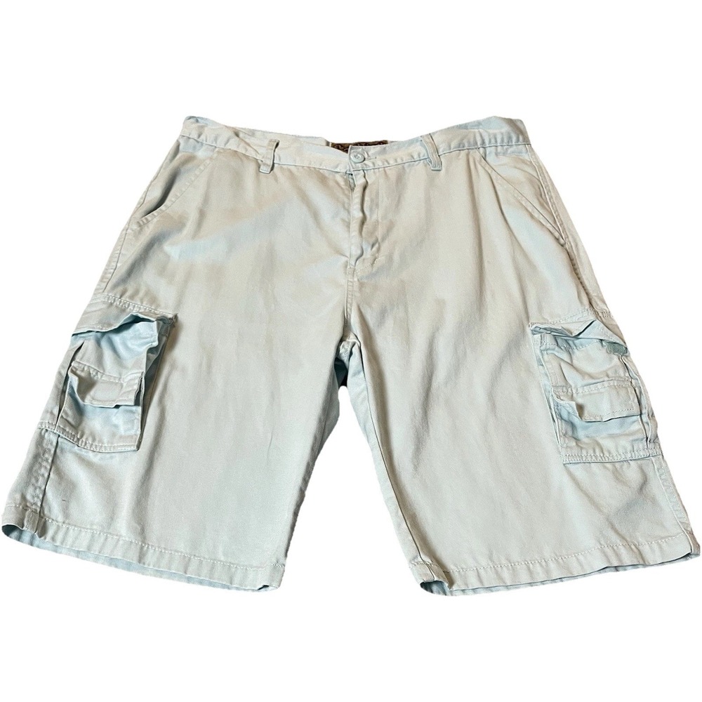 Evolution Chino Bermuda Shorts Mens 38 Pastel Blue Cargo Zip Pockets Athleisure